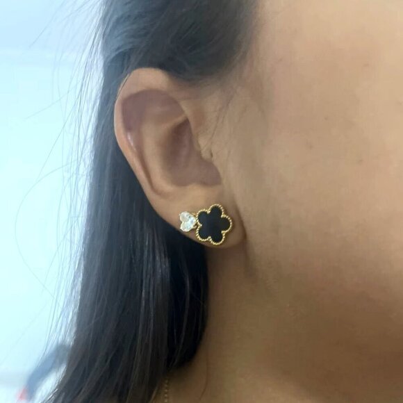 NEW 18K Yellow Gold Lucky Clover Boho Necklace Bracelet Earrings Set - Picture 4 of 5